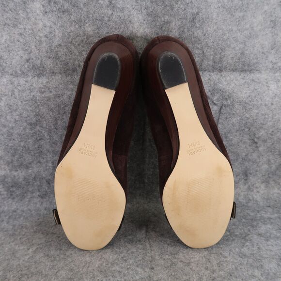 Michael Kors Shoes Women 8.5 Wedge Pump Leather Fashion Ballet Flat Brown Buckle - Picture 11 of 14